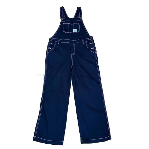 VTG I.JCT 1991 Denim Bib Overall Black Pocket Adjustable Strap Cotton Women's L - Picture 1 of 13